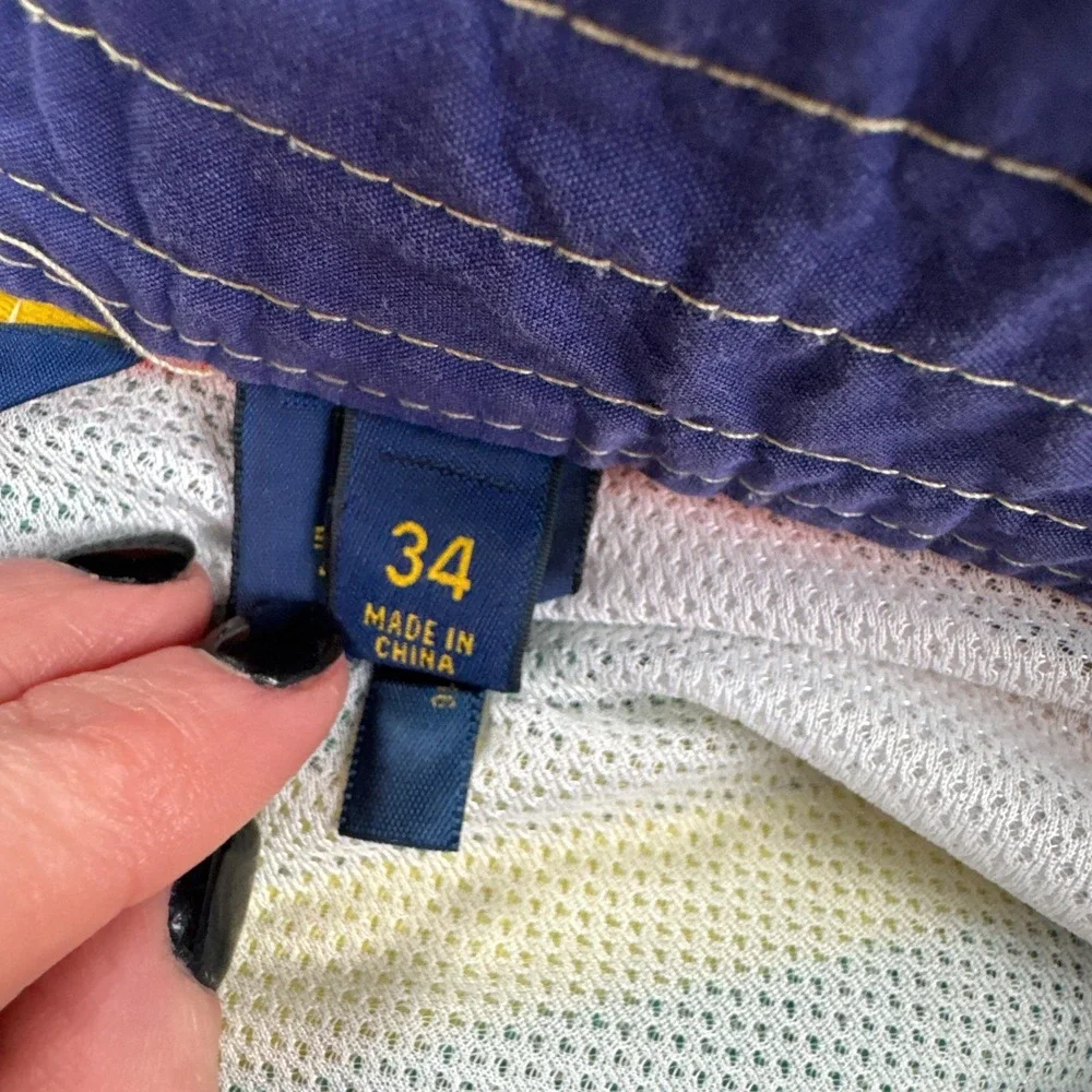 Polo Ralph Lauren Board Shorts Mens 34 Blue Striped Swim Trunks Lined Drawstring